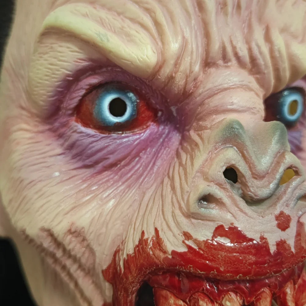 Masque de Vampire Gothique aux Crocs Sanglants et Cheveux