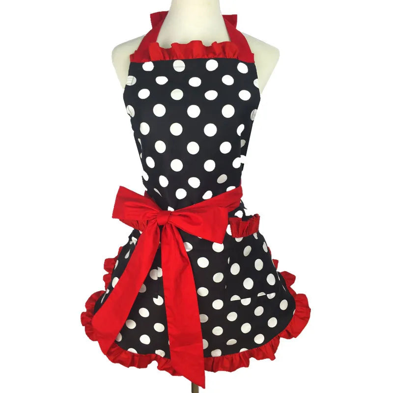 Tablier Rétro Pin-Up à Rayures Noires et Blanches