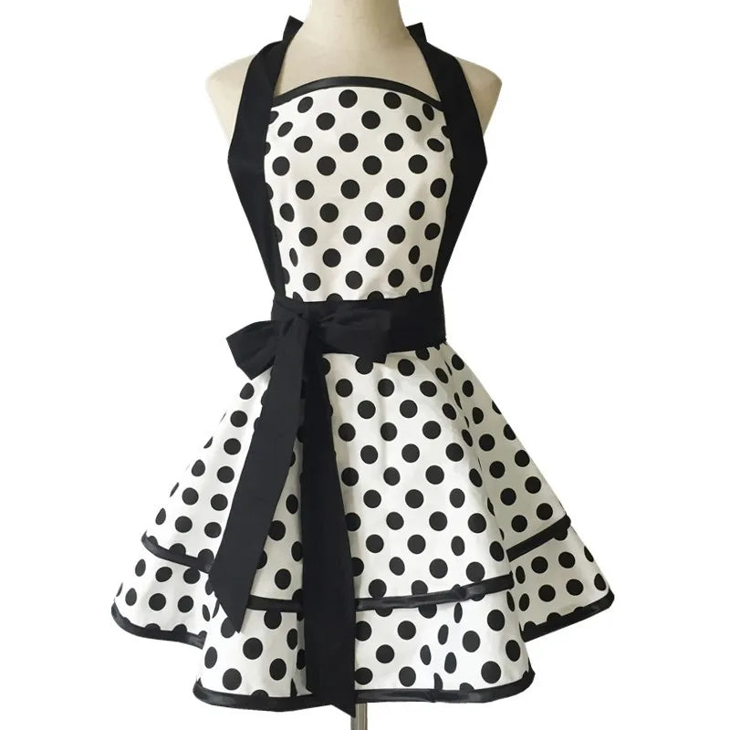 Tablier Rétro Pin-Up à Rayures Noires et Blanches