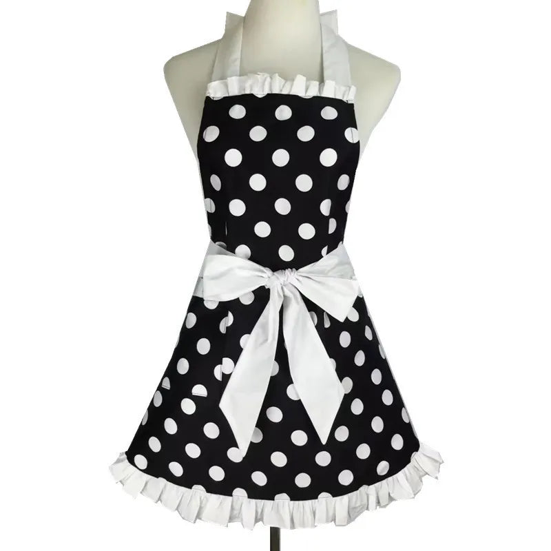 Tablier Rétro Pin-Up à Rayures Noires et Blanches
