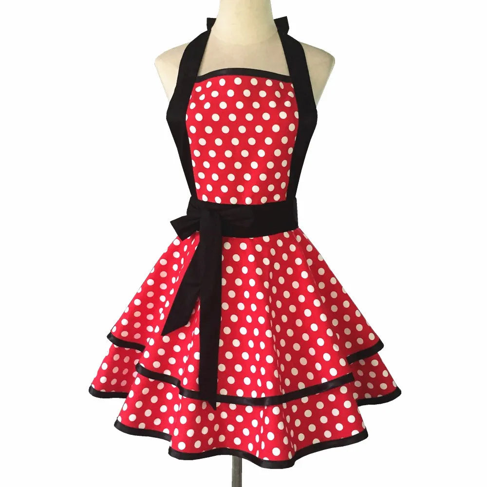 Tablier Rétro Pin-Up à Rayures Noires et Blanches