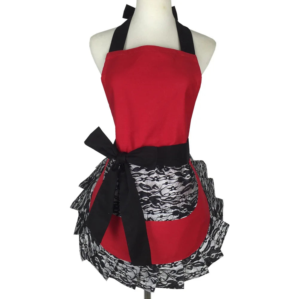 Tablier Rétro Pin-Up à Rayures Noires et Blanches