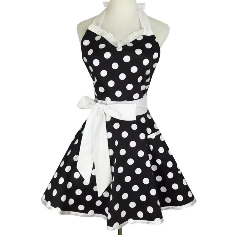 Tablier Rétro Pin-Up à Rayures Noires et Blanches