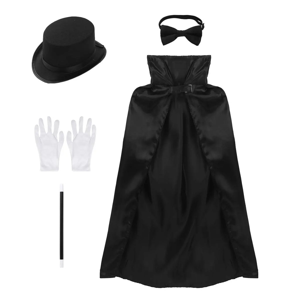 Déguisement de Magicien avec Cape, Chapeau et Baguette