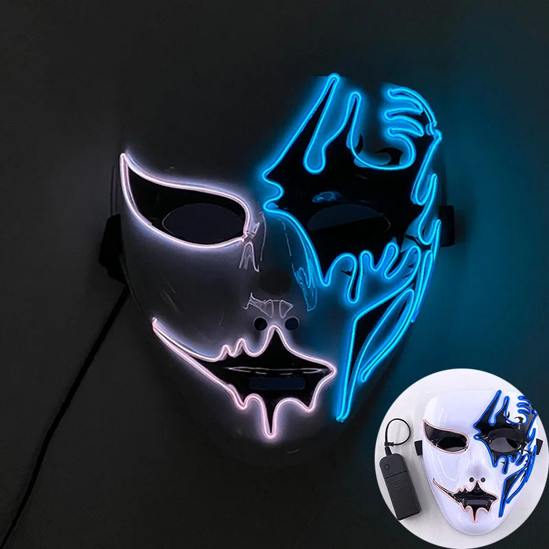 Masque Lumineux Horreur Purge Vert et Jaune Fluo