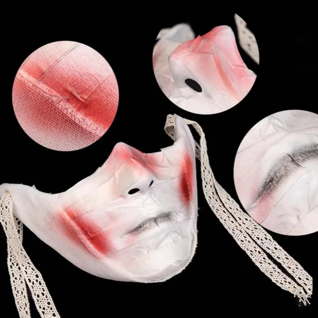 Masque d'Horreur Demi-Visage à Bandages Sanglants