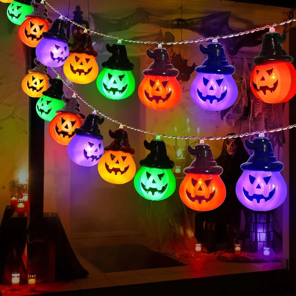 Guirlande Lumineuse à Citrouilles Multicolores d'Halloween