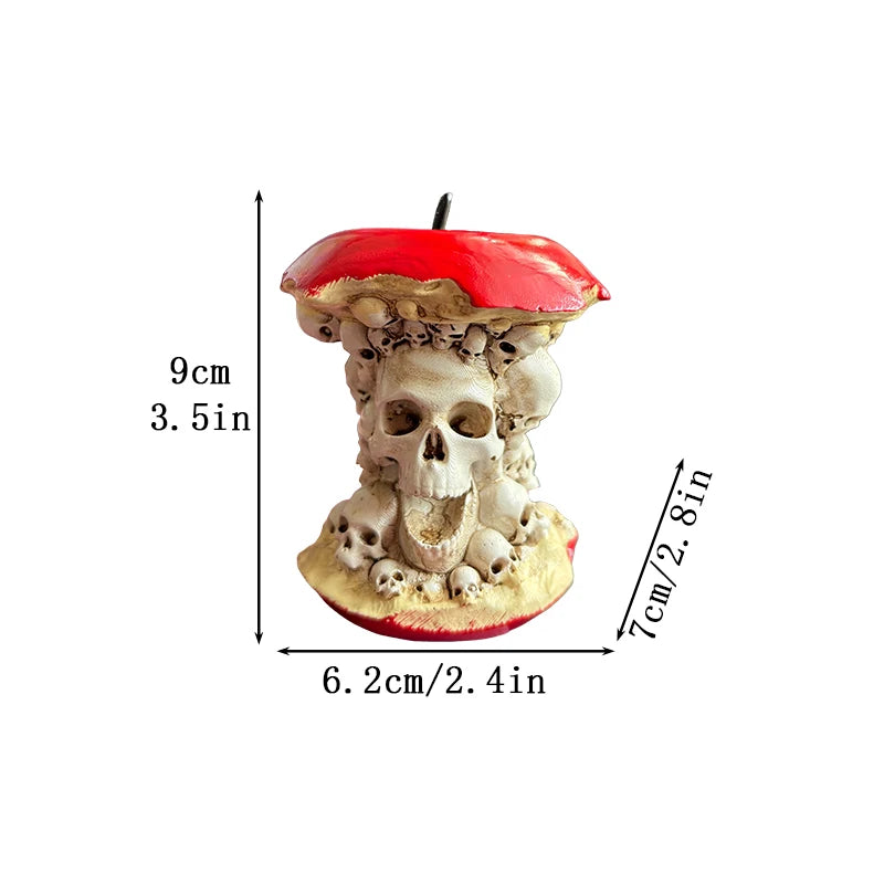 Bougie Crâne en Cœur de Pomme Rouge