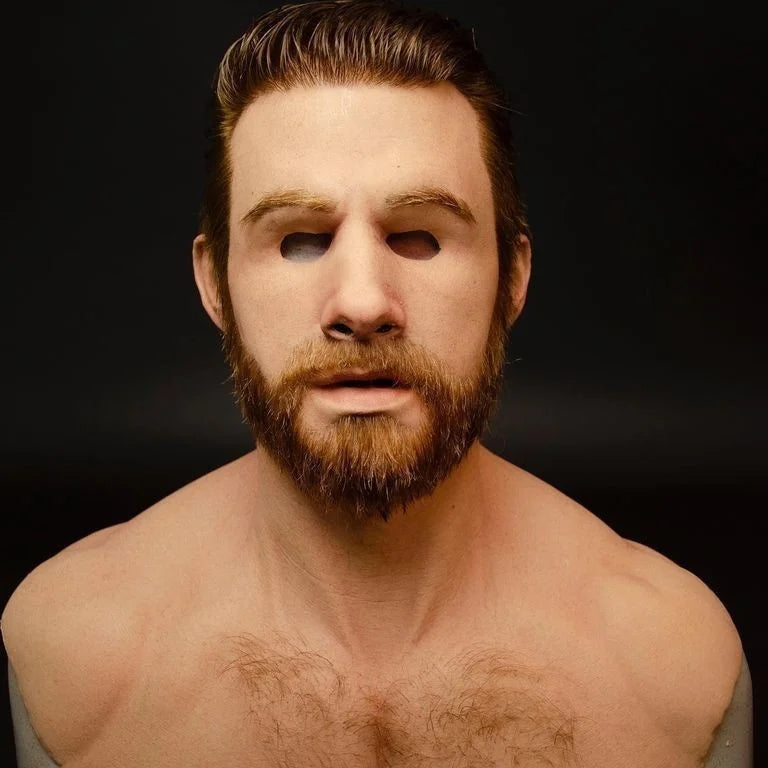 Masque en Silicone Homme Âgé Réaliste Moustache Grise