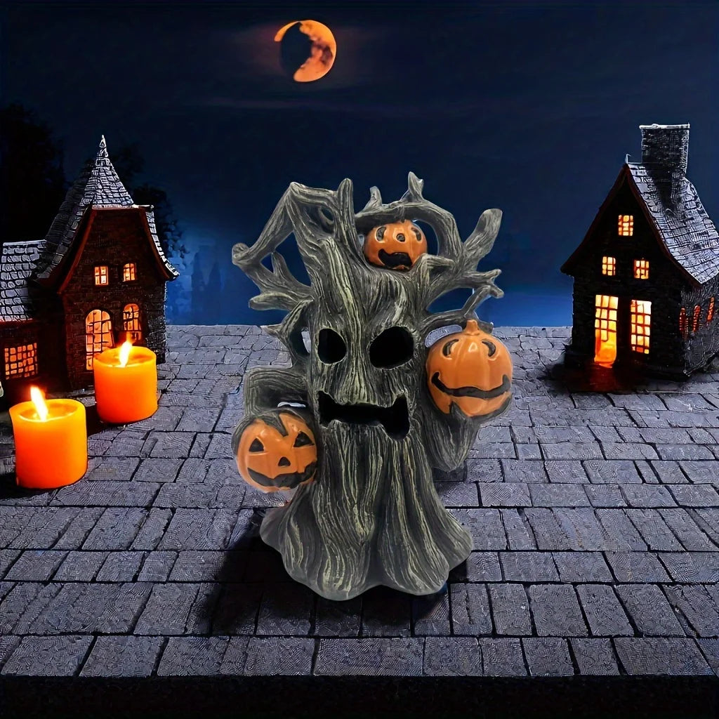 Décoration d'Arbre Hanté avec Citrouilles Jack-o'-Lantern