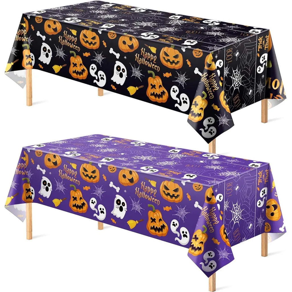 Lot de 2 Nappes Rectangulaires d'Halloween Noire et Violette
