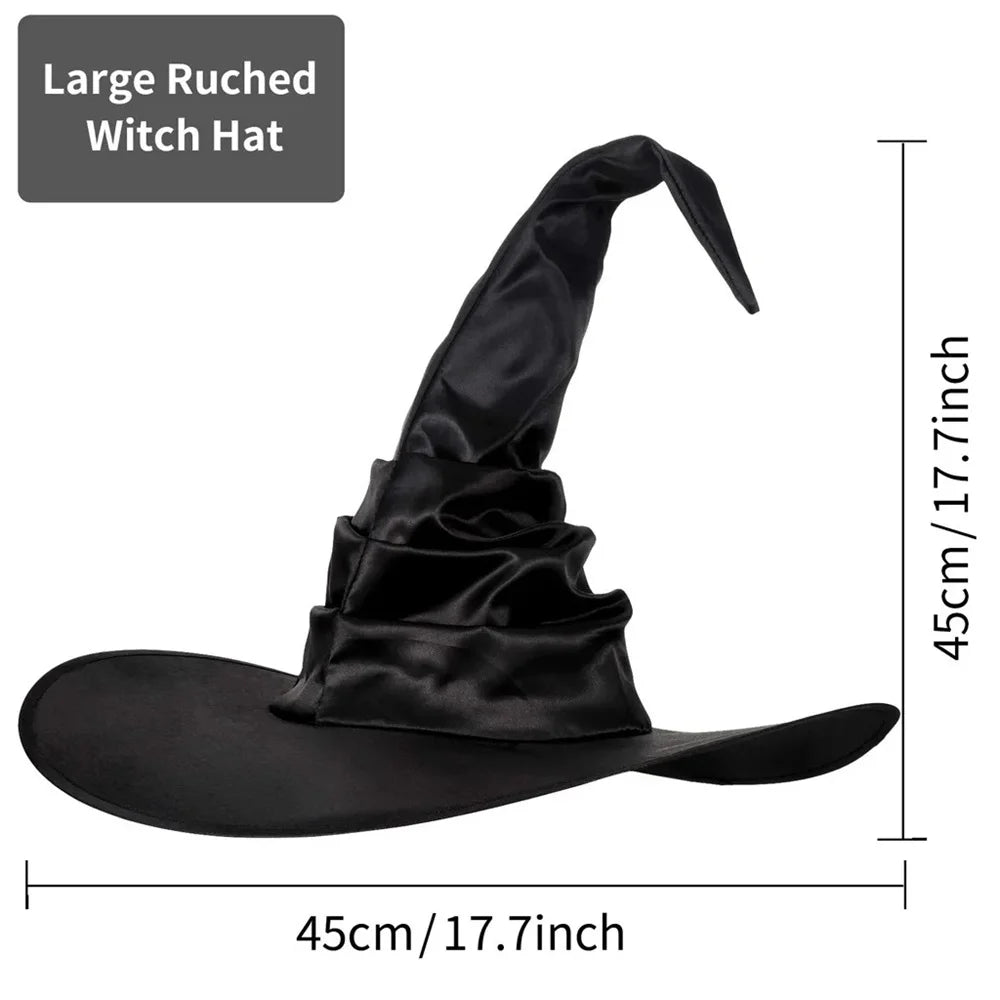 Chapeau de Sorcière Noir Segmenté à Large Bord