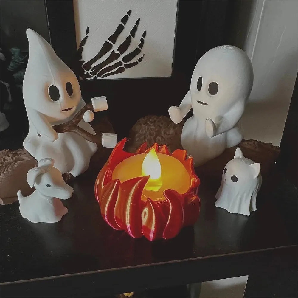 Décoration d'Halloween Fantômes au Feu de Camp LED