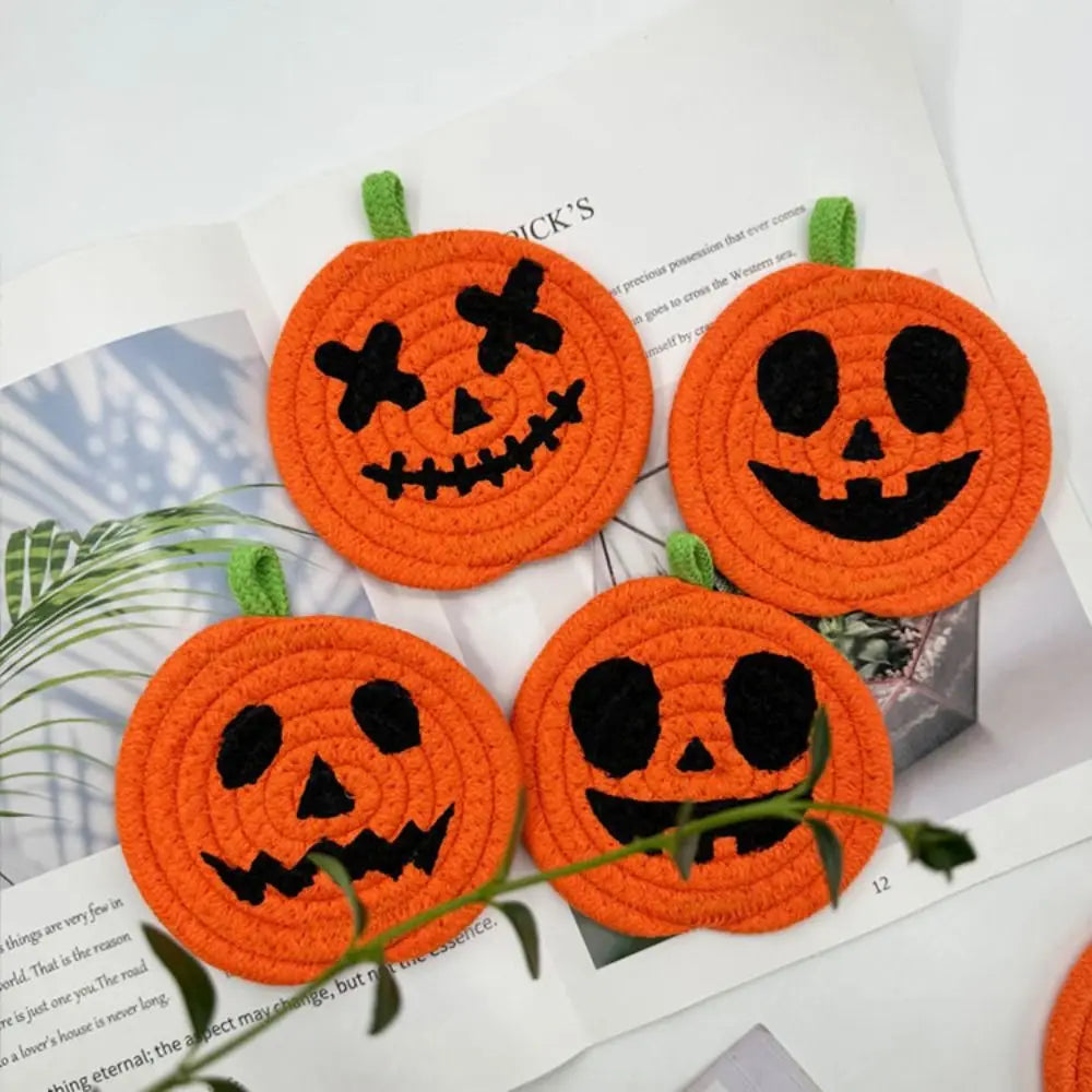 Sous-verres Citrouille Halloween en Tissu Orange