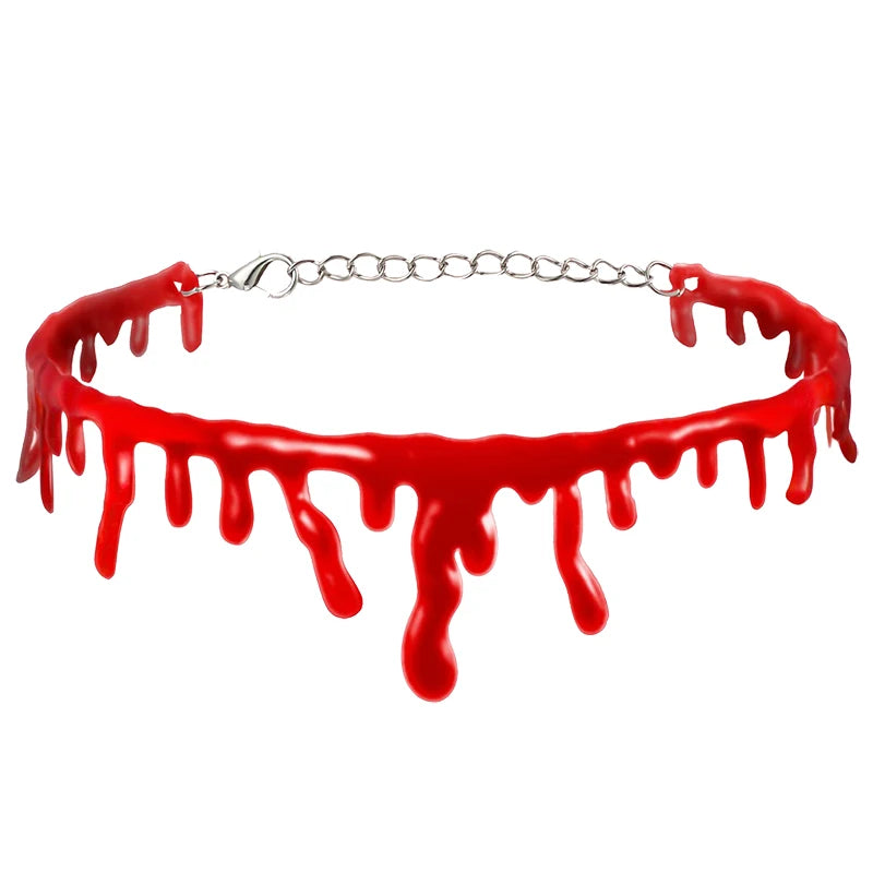 Collier Ras de Cou Rouge Effet Goutte de Sang