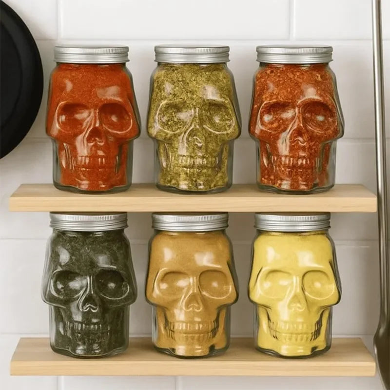 Bocal Tête de Mort en Verre pour Épices