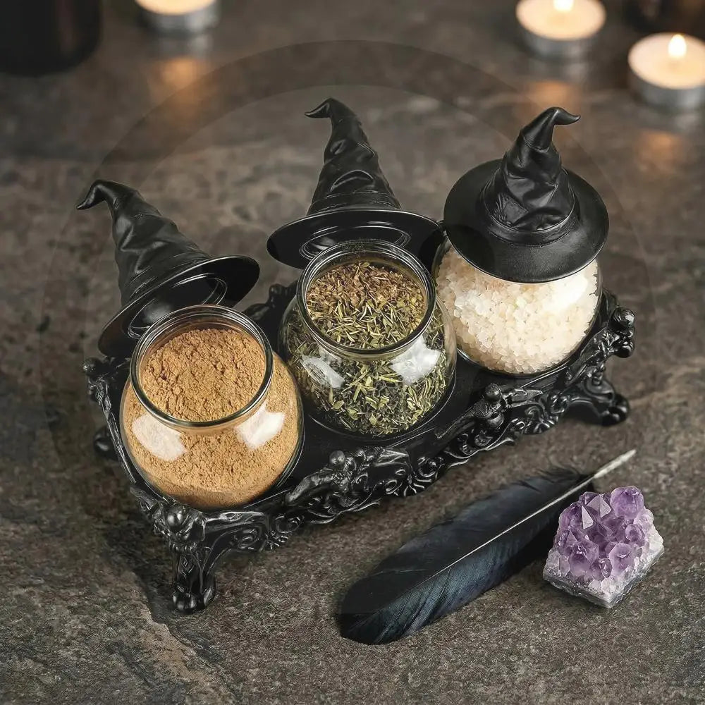 Bocaux de Sorcière en Verre sur Plateau Gothique