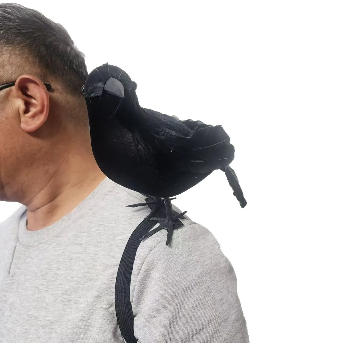 Corbeau Noir Réaliste à Bec Ouvert pour Épaule