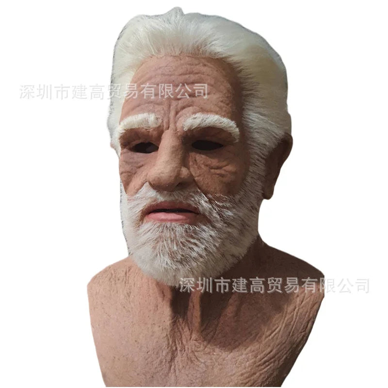 Masque en Silicone Homme Âgé Réaliste Moustache Grise