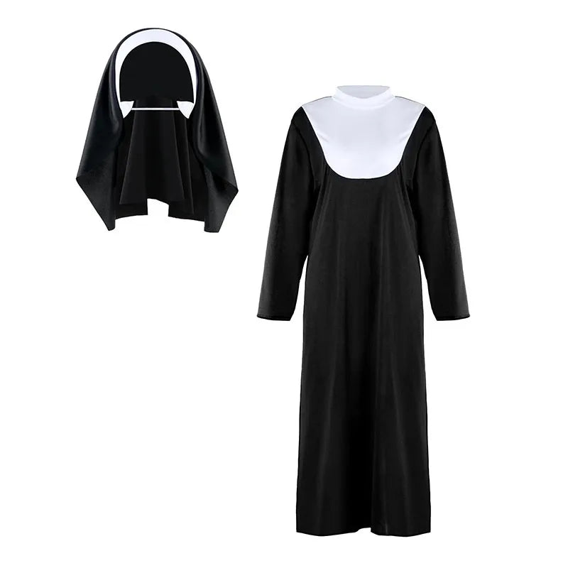 Costume de Nonne Noir et Blanc à Voile