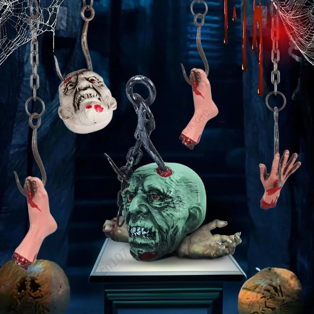 Têtes de Zombie et Membres Démembrés Sanglants à Suspendre