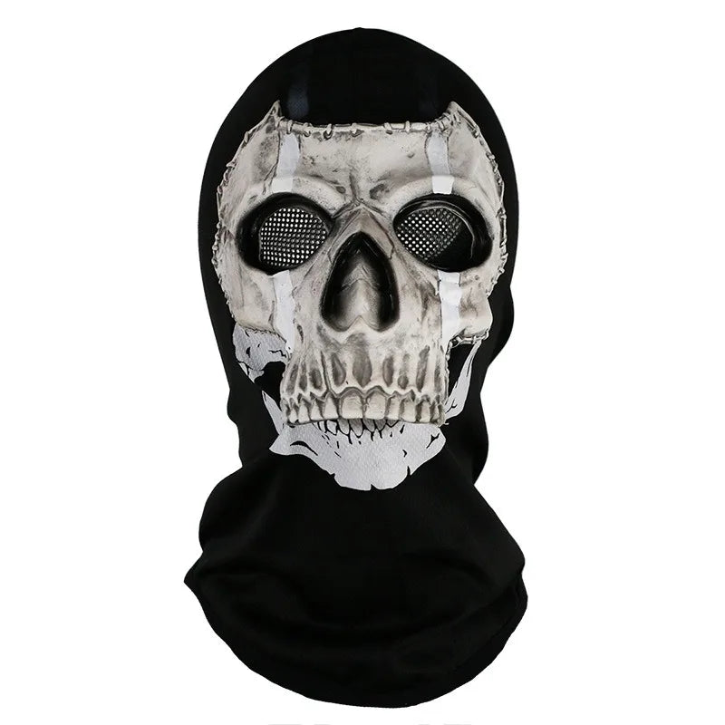 Masque Cagoule Crâne Vieilli à Marques Blanches