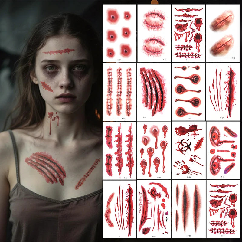 Kit de Tatouages Temporaires de Blessures Horreur