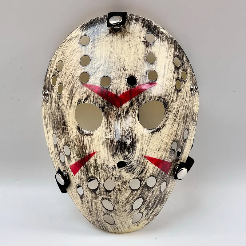 Masque de Hockey Horreur Blanc à Chevrons Rouges