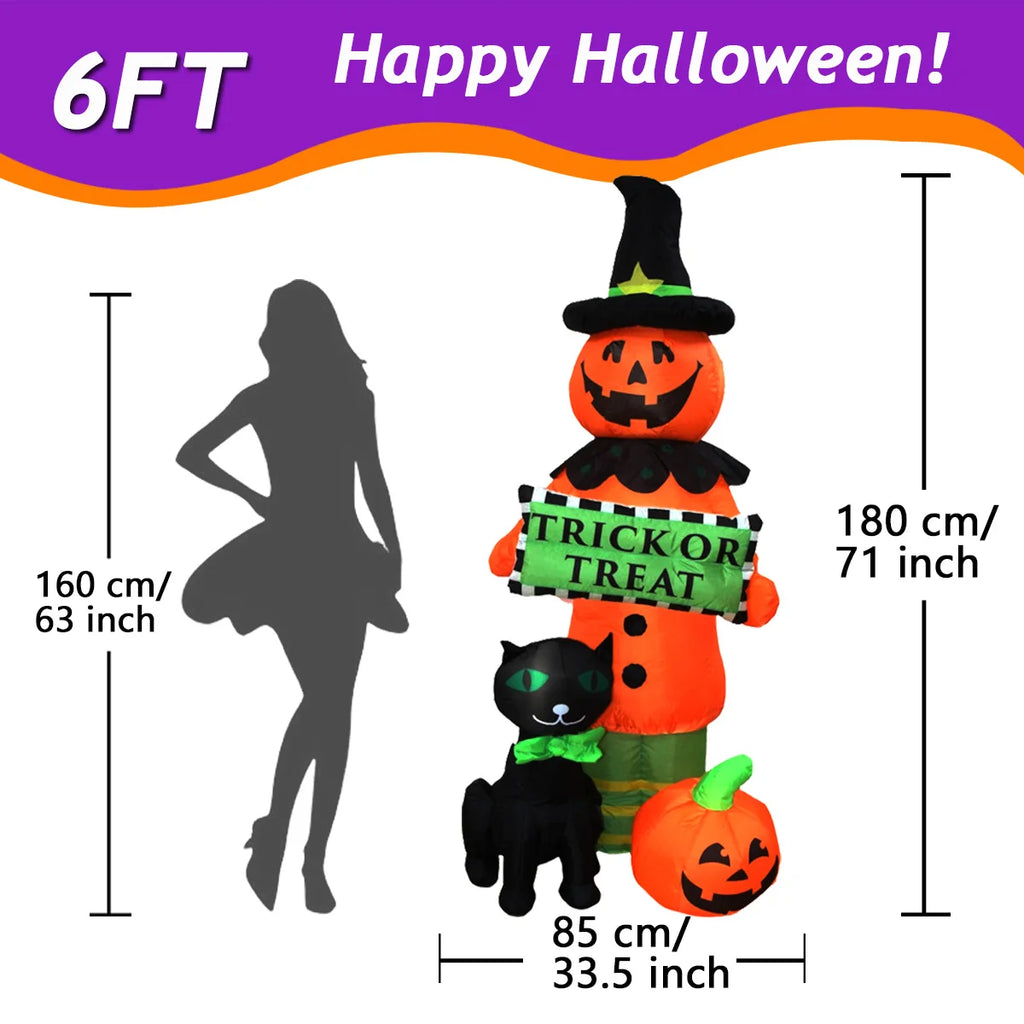 Fantôme Gonflable d'Halloween avec Chapeau de Sorcier
