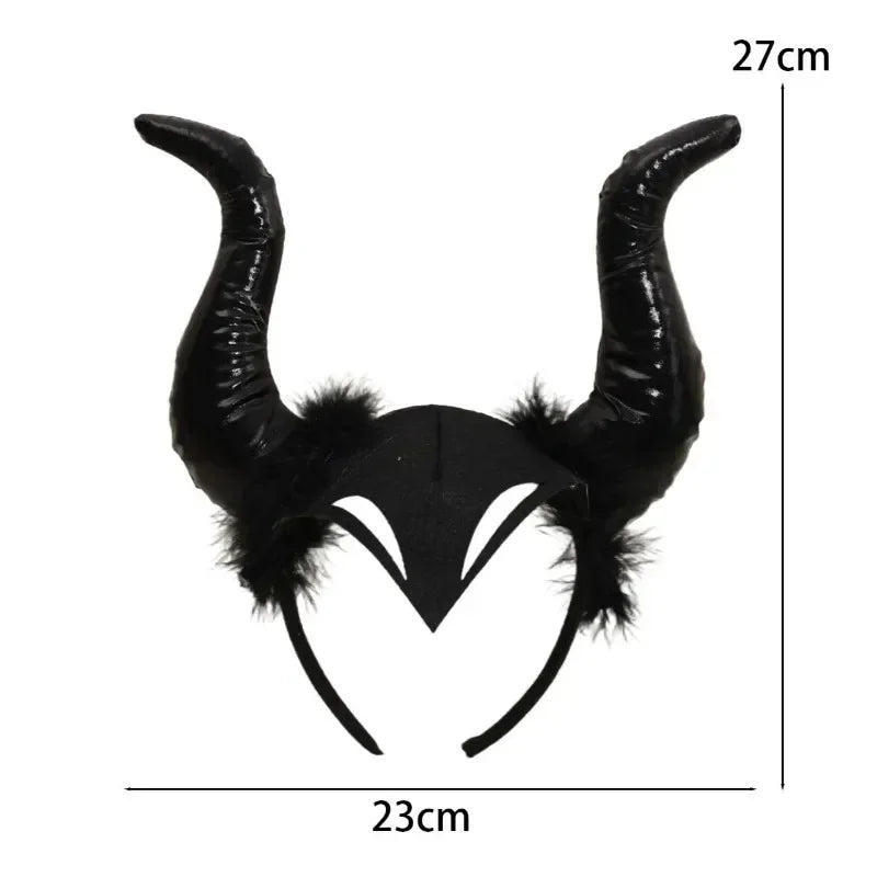 Serre-Tête à Cornes de Bélier Noires Texturées