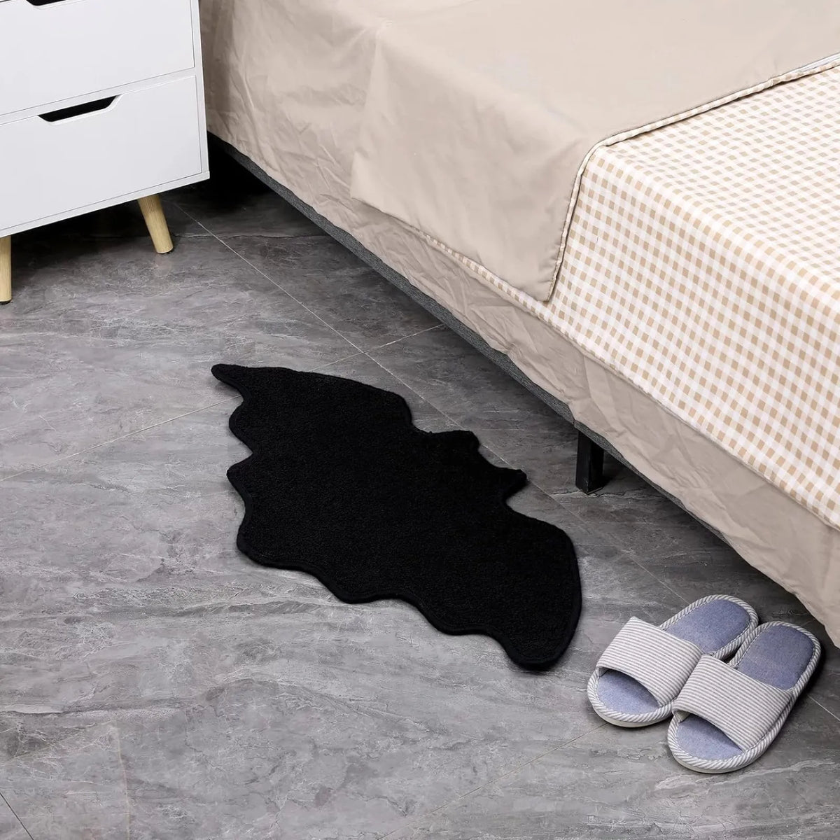 Tapis de Sol Noir en Forme de Chauve-Souris