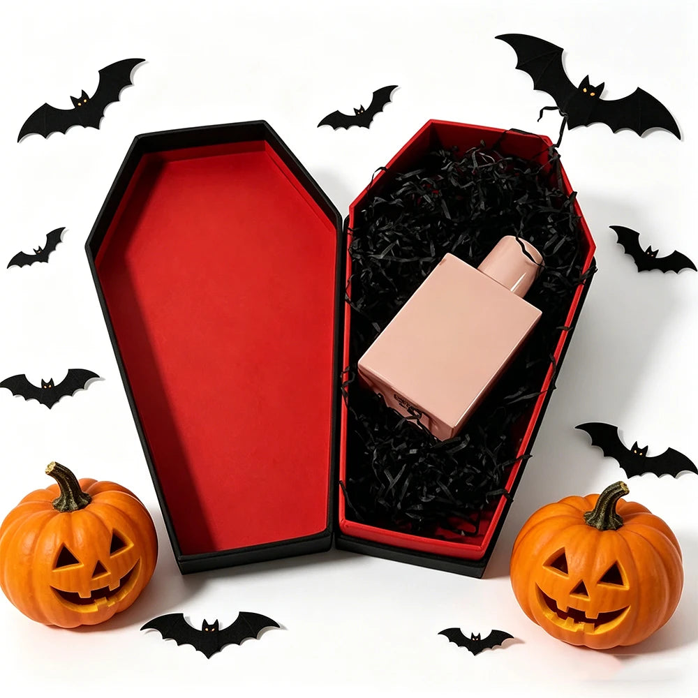 Coffret Cadeau Cercueil Noir et Rouge Halloween