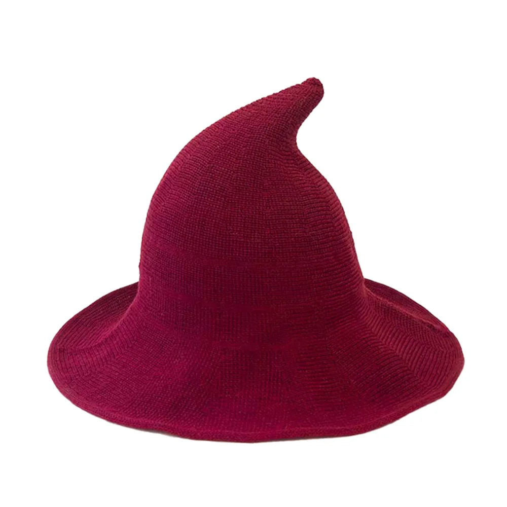Chapeau de Sorcière en Maille Rouge Bordeaux
