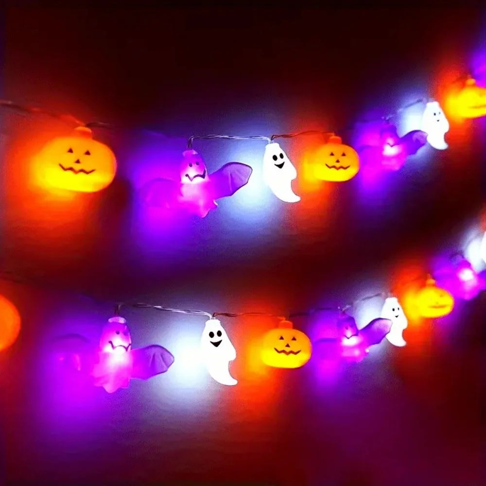 Guirlande Lumineuse d'Halloween Citrouilles, Fantômes et Chauves-Souris