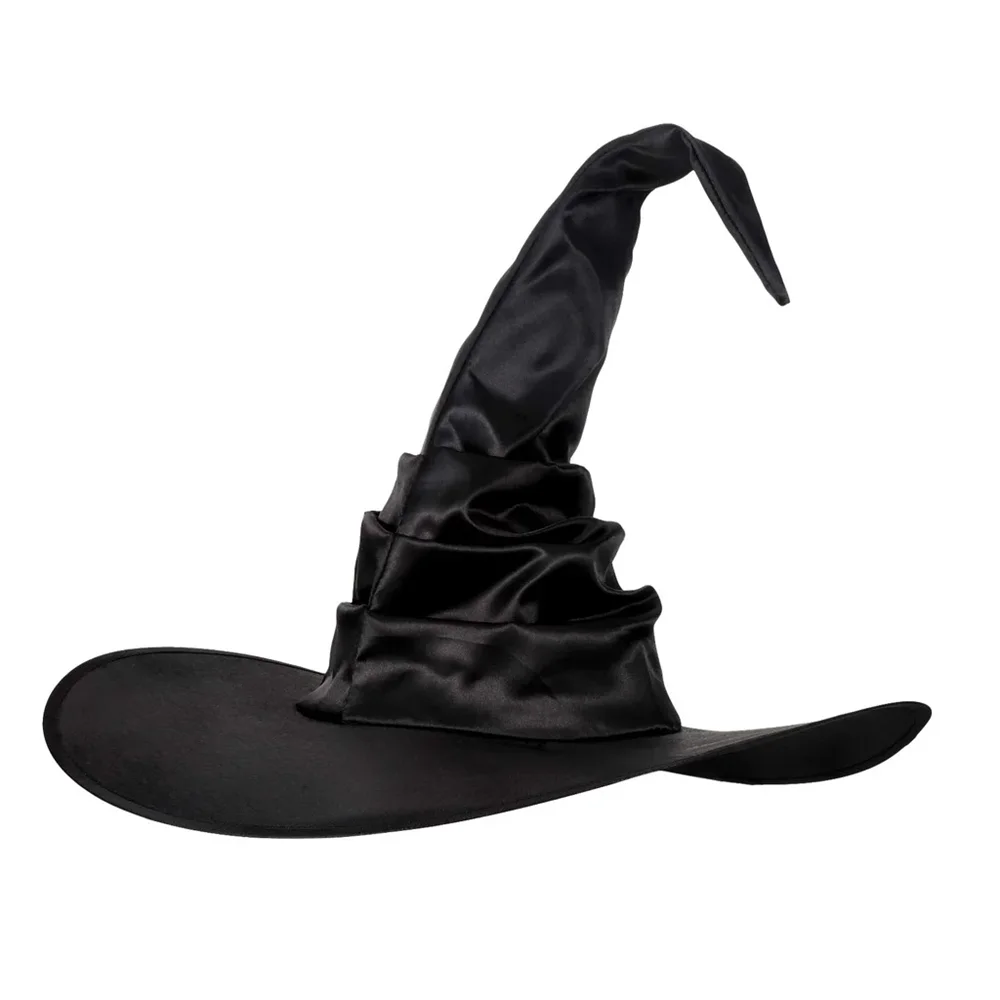 Chapeau de Sorcière Noir Segmenté à Large Bord