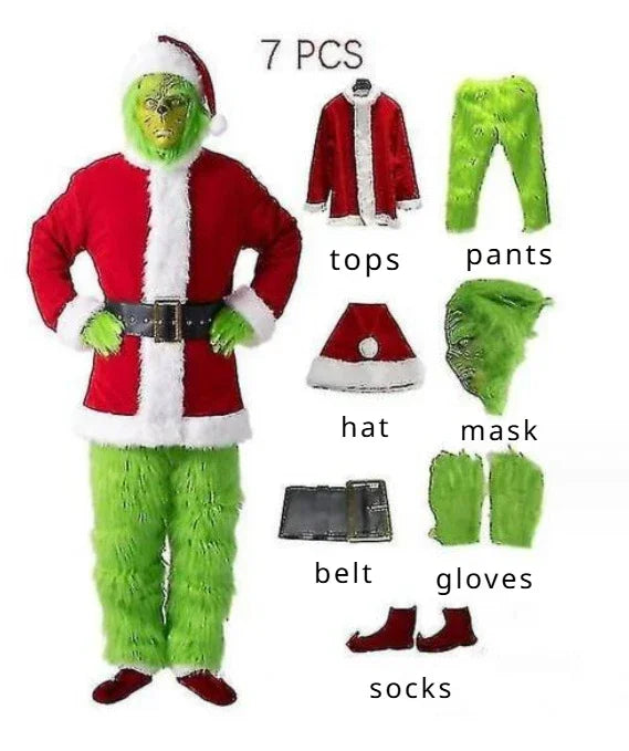 Déguisement Grinch Vert de Noël avec Masque et Habit