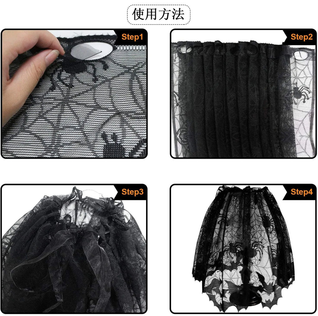Abat-jour Halloween en Dentelle Noire Toile d'Araignée