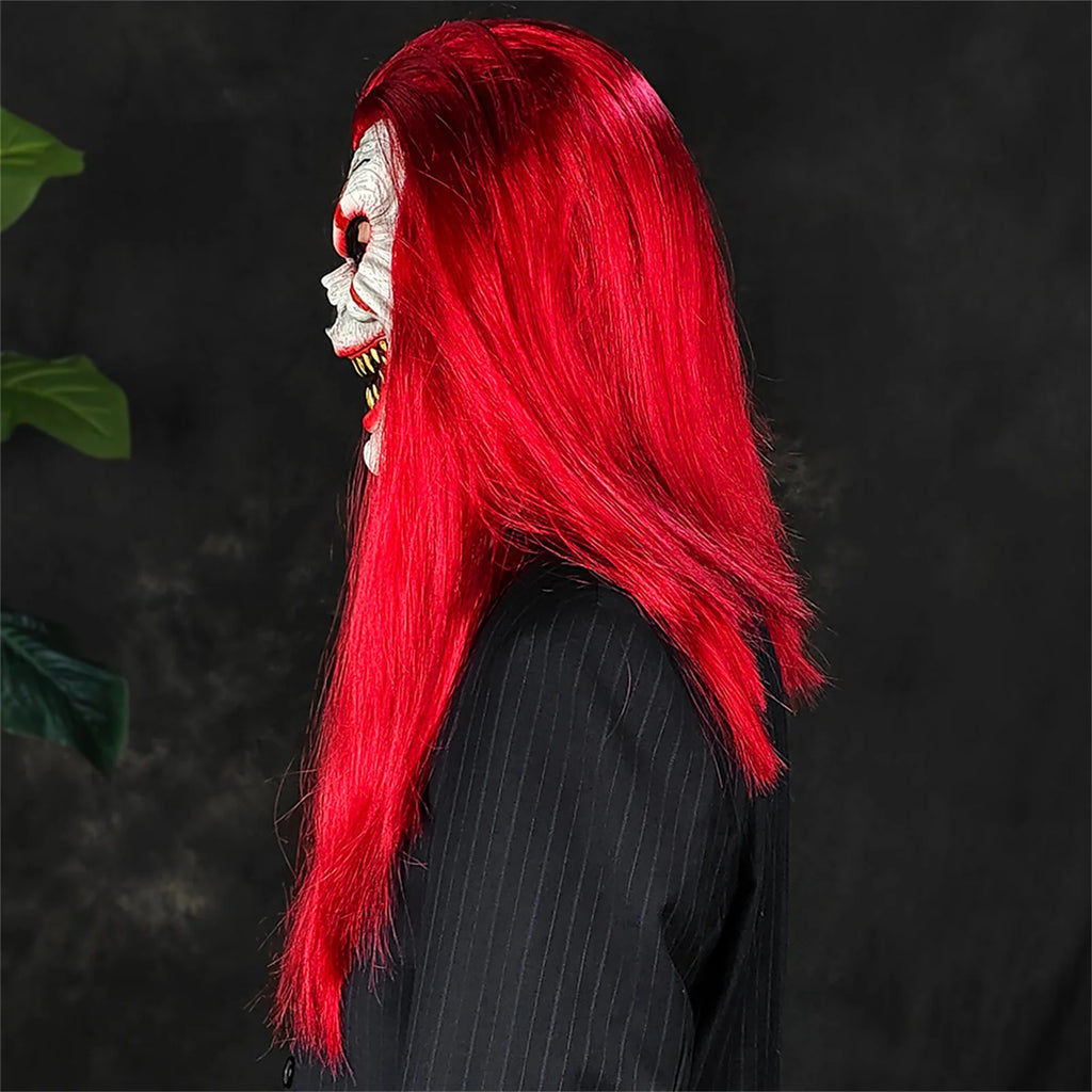 Masque de Clown Maléfique avec Cheveux Rouges