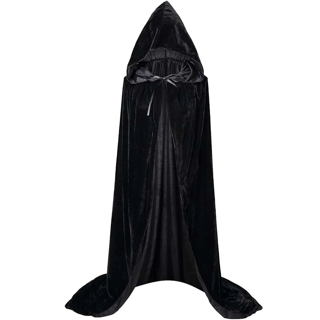 Cape à Capuche Longue en Velours Noir