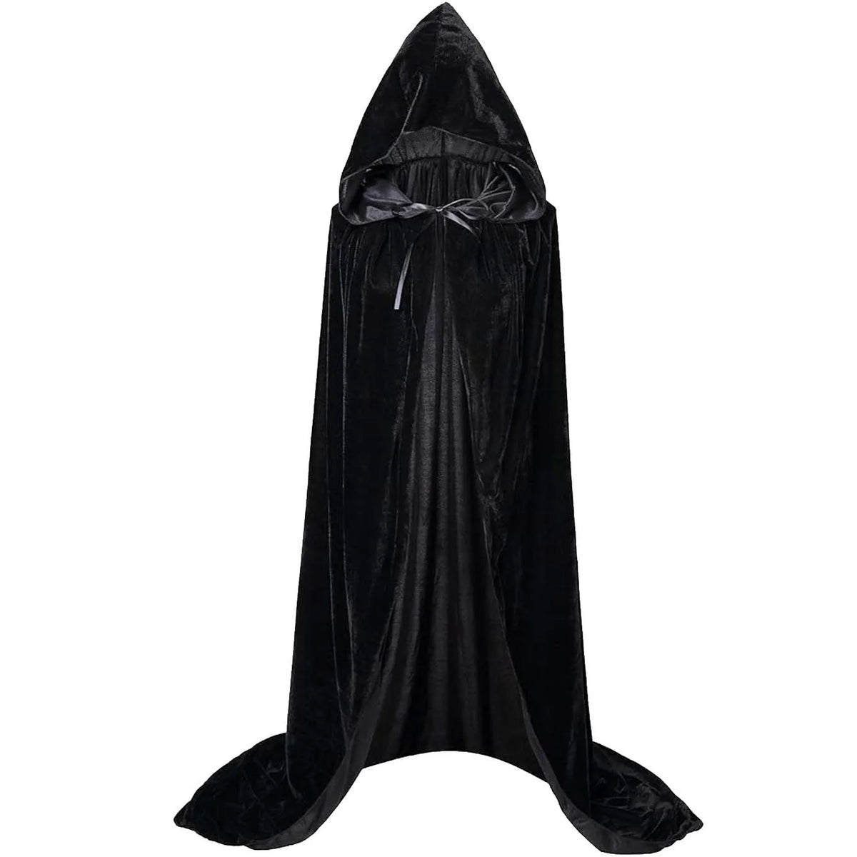 Cape à Capuche Longue en Velours Noir