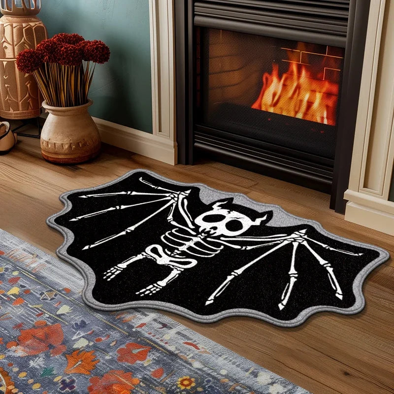 Tapis d'Intérieur Chauve-Souris Squelette Noir