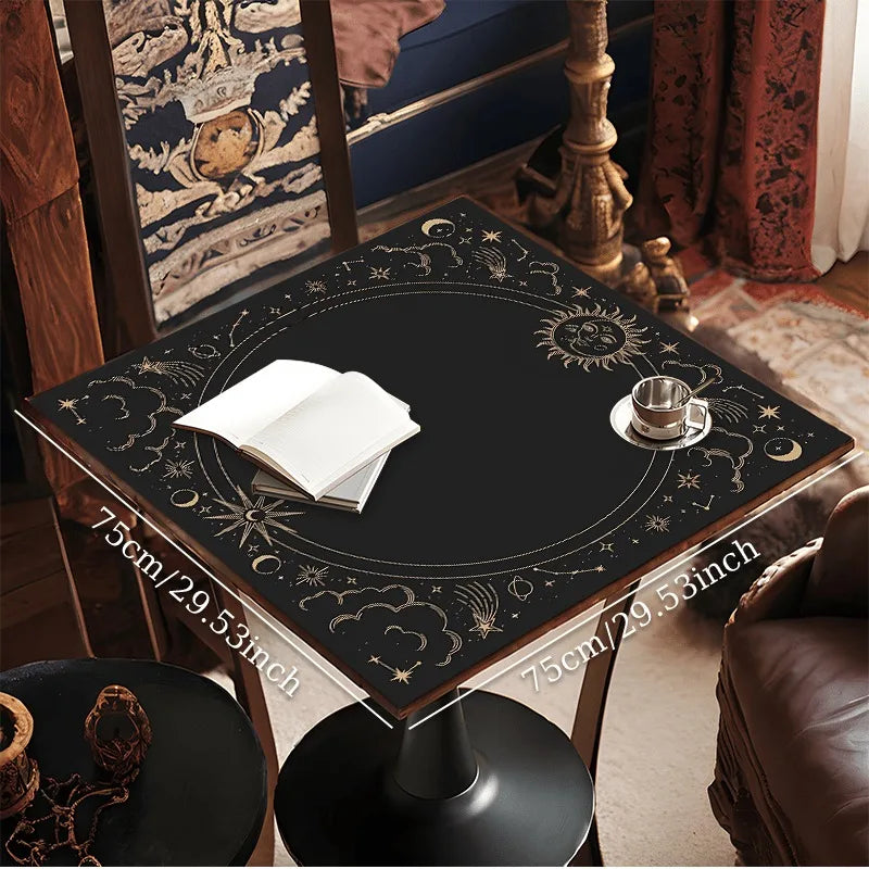 Tapis de Divination Astrologique Noir et Doré