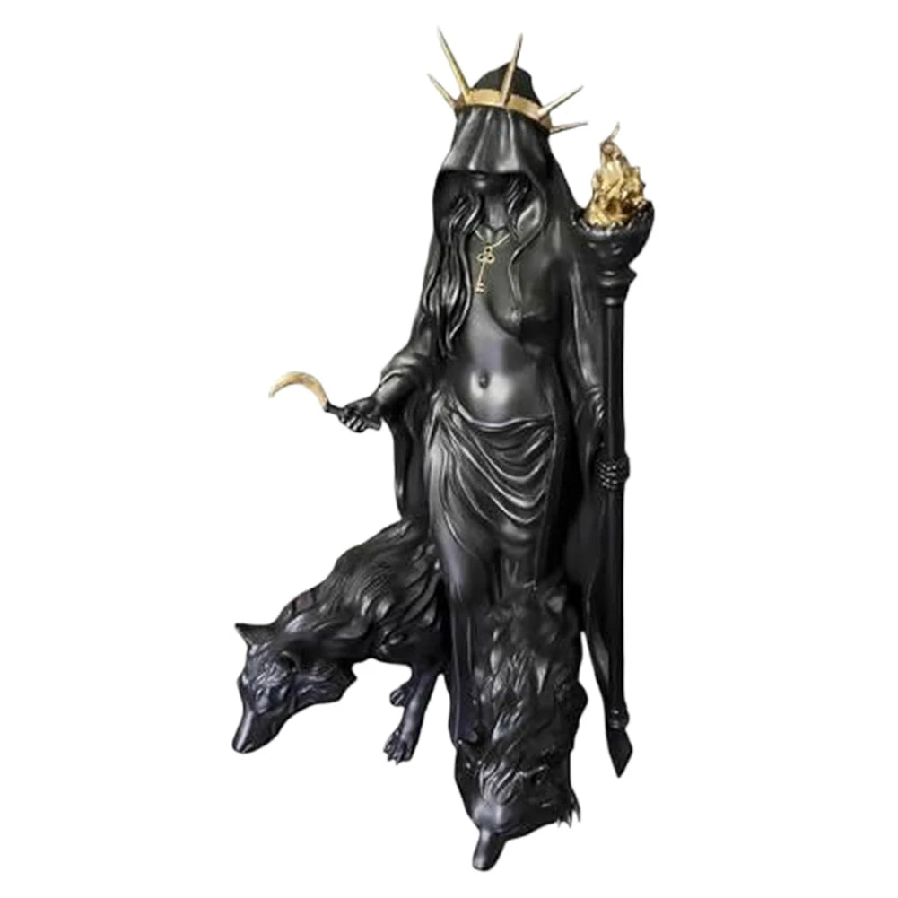 Statues Gothiques d'Hécate en Résine Noire