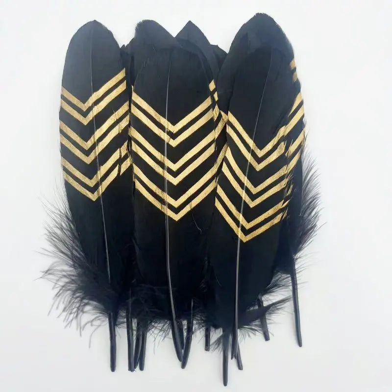 Plumes Décoratives Noires à Motif Crânes Blancs