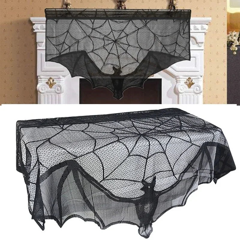 Chemin de Table d'Halloween Toile d'Araignée Chauve-Souris