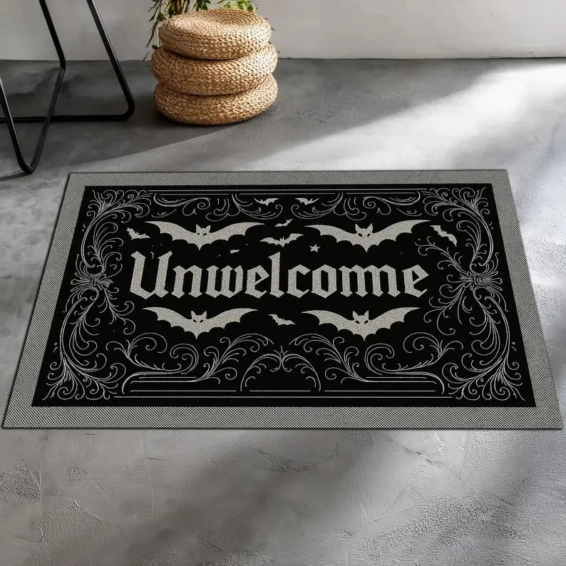 Paillasson Gothique Noir «Unwelcome» à Chauves-Souris