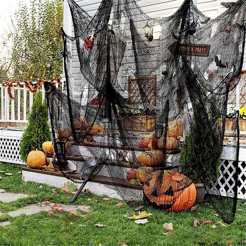 Tissu Hanté Noir Déchiré pour Halloween