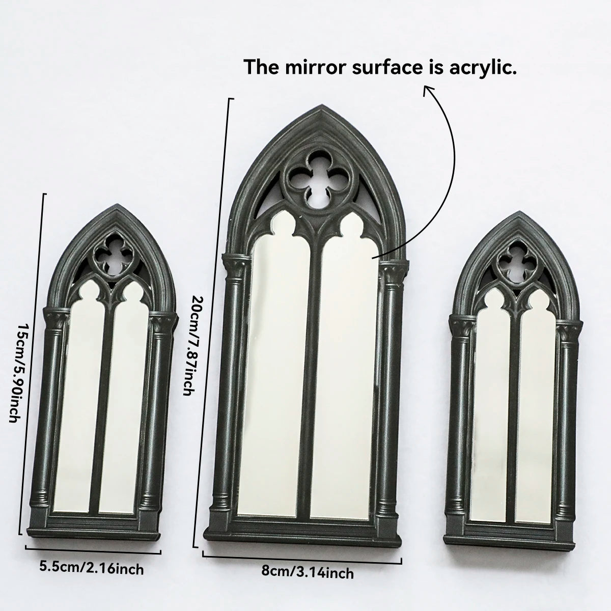 Set de Miroirs Gothiques Noirs à Trèfle
