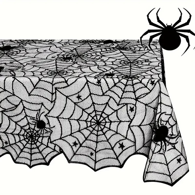 Nappe Halloween en Dentelle Noire Toile d'Araignée