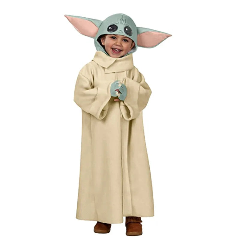 Déguisement Enfant Grogu à Robe Crème et Capuche Peluche